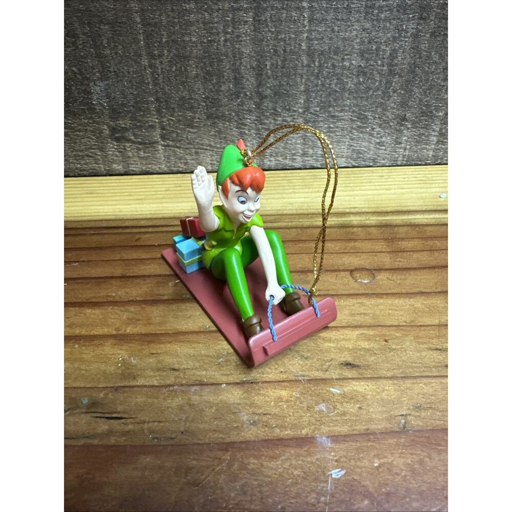 Disney Grolier Vintage Peter Pan Sled Christmas Ornament In Box